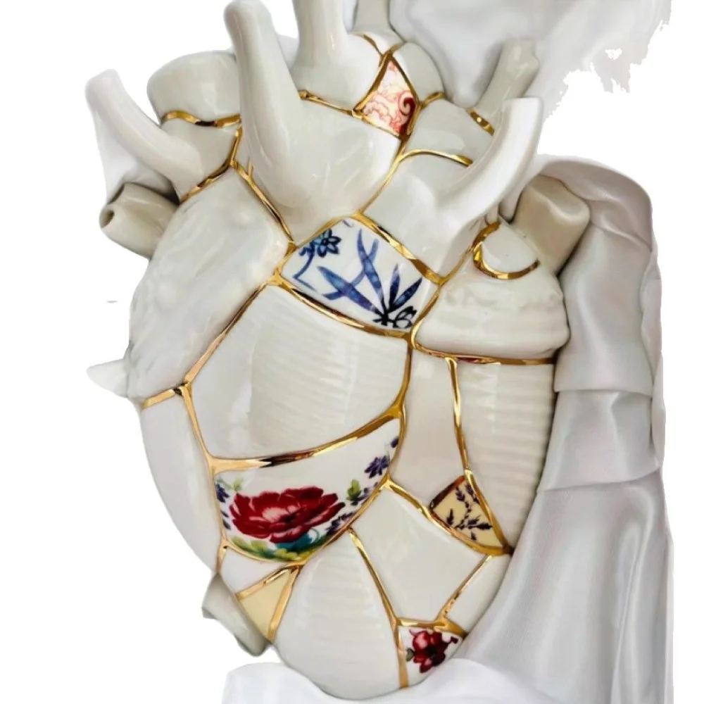 Italian Heart Vase Ceramic Heart Vase Tabletop Decoration Ornament Valentine's Day Gift Box