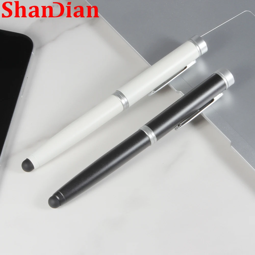 جديد USB فلاش حملة تعمل باللمس القلم تخزين الأجهزة الأبيض المعادن ذاكرة عصا الإبداعية الأعمال هدية القلم محرك 64 جيجابايت 32 جيجابايت 16 جيجابايت