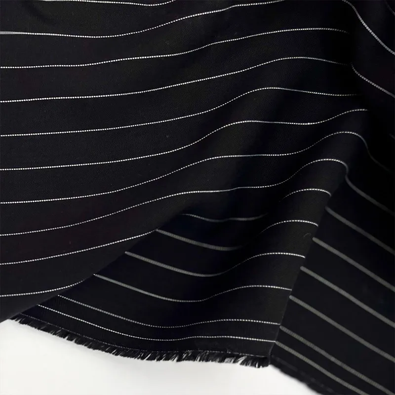 2 Yards Black and White Stripesd Texture Drape Anti-Wrinkle Cotton Spring and Summer Shirt Long Skirt Pants Fabric