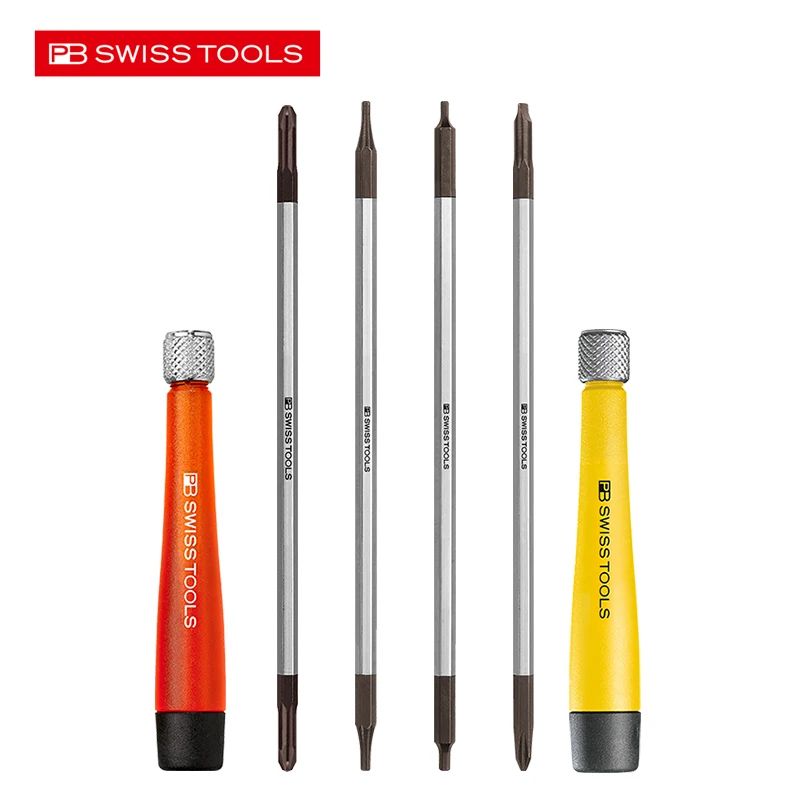 

PB SWISS TOOLS Screwdriver Replacement Handle with Interchangeable Blades Multi-Bit Long Double Sided Inserts Screwdrivers NO.53