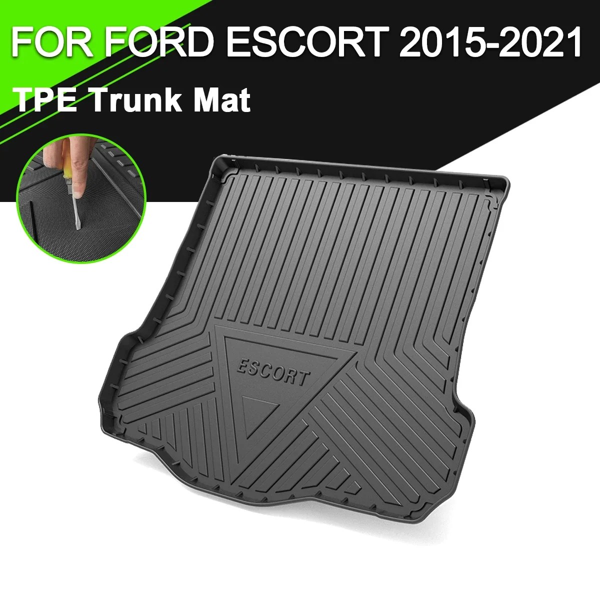 

Trunk Mat TPE FOR FORD ESCORT 2015-2021 Car Waterproof Non-Slip Rubber Cargo Liner Accessories