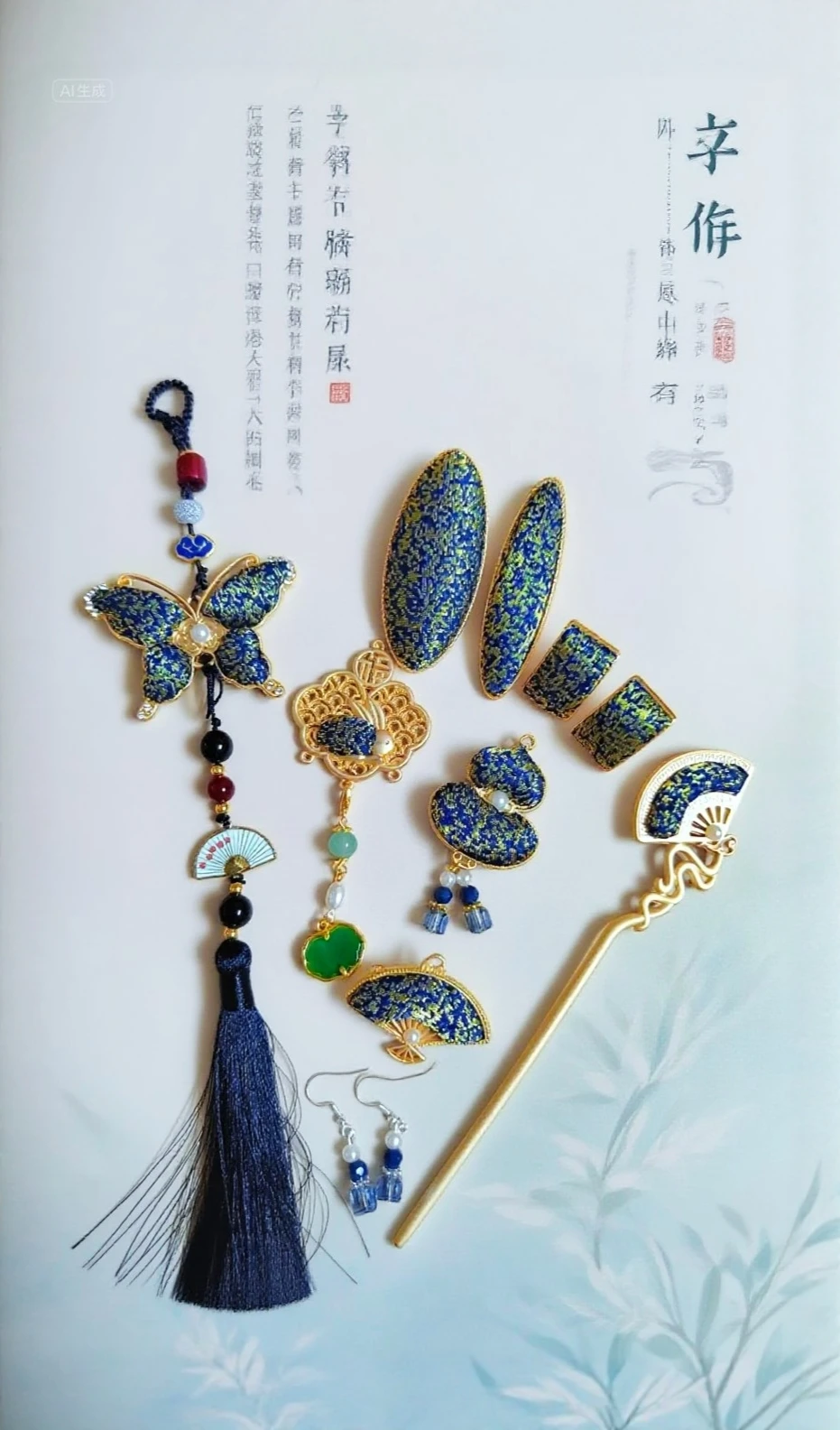 Handmade Song Jin Hair Clip Pendant Accessory Cultural Heritage Silk Ribbon Fashionable Jewelry Hair Accessories