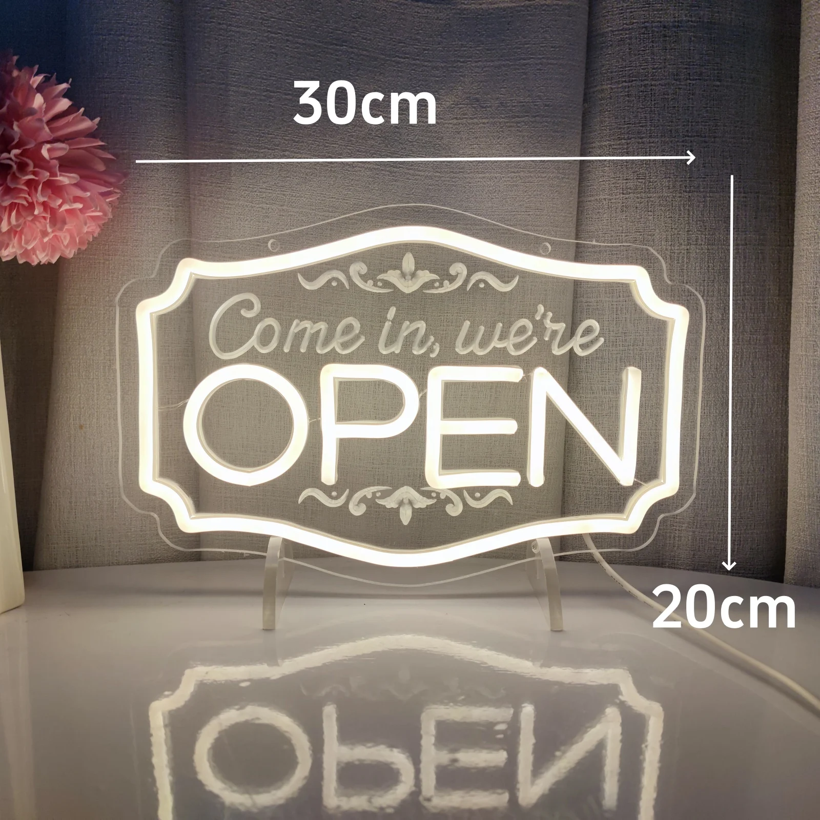 فتح LED النيون تسجيل USB الجدار الديكور للأعمال Storefront نافذة زجاجية الباب الزهور بار صالون استوديو المقاهي مطعم النيون