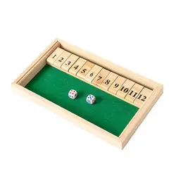 Juego de dados de madera Shut The Box para adultos, versión clásica de sobremesa con 12 números y juego de mesa Pub