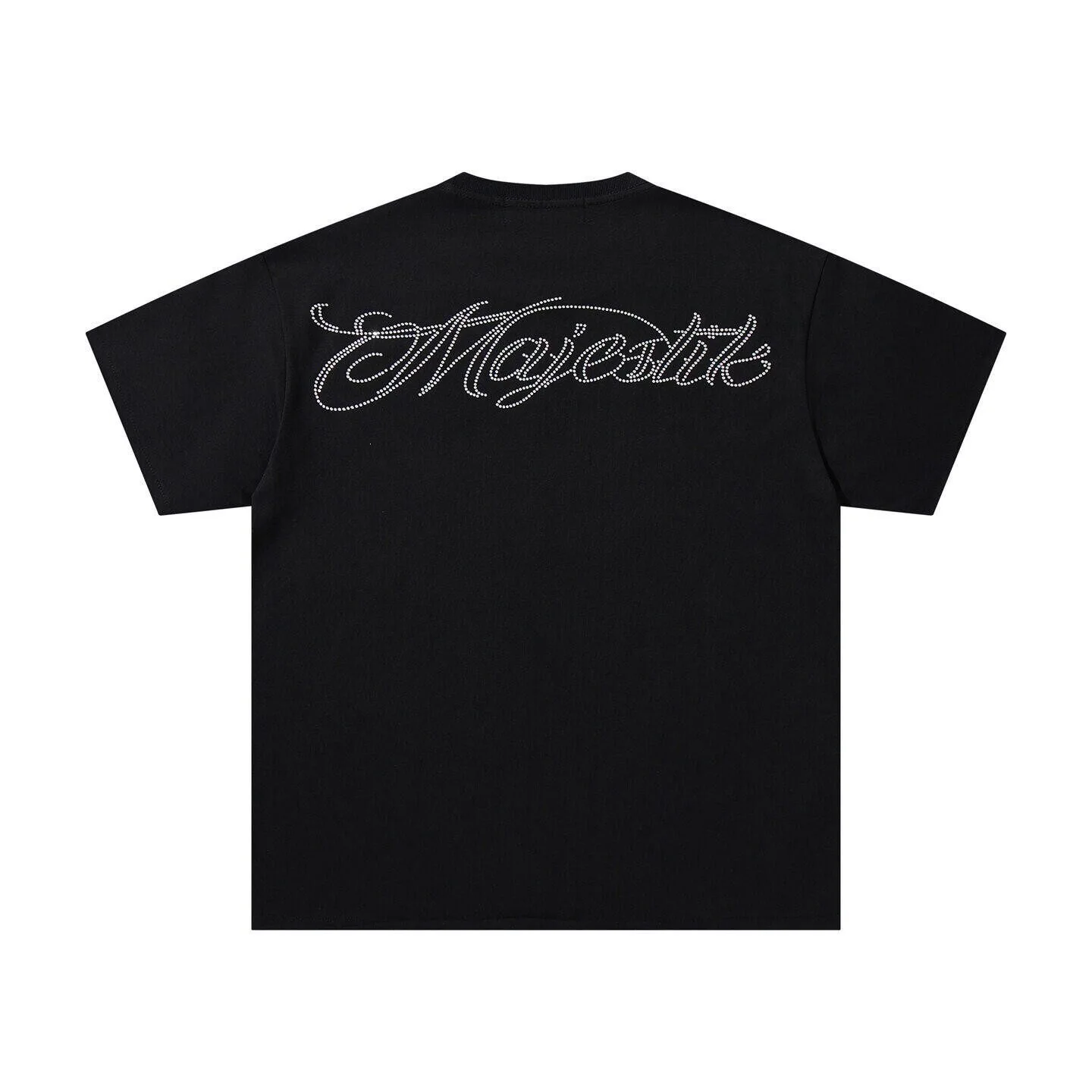 MAJESTIK High Street Skull Print Beaded Short-Sleeved T-Shirt - Loose-Fitting, Retro-Washed, Casual, Trendy for Men and Women