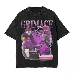 Grimace 90s Rock T Shirt Hip Hop Washed Harajuku T-Shirts Novelty for Men Women Tops Streetwear Graphic Printed Tee Shirt