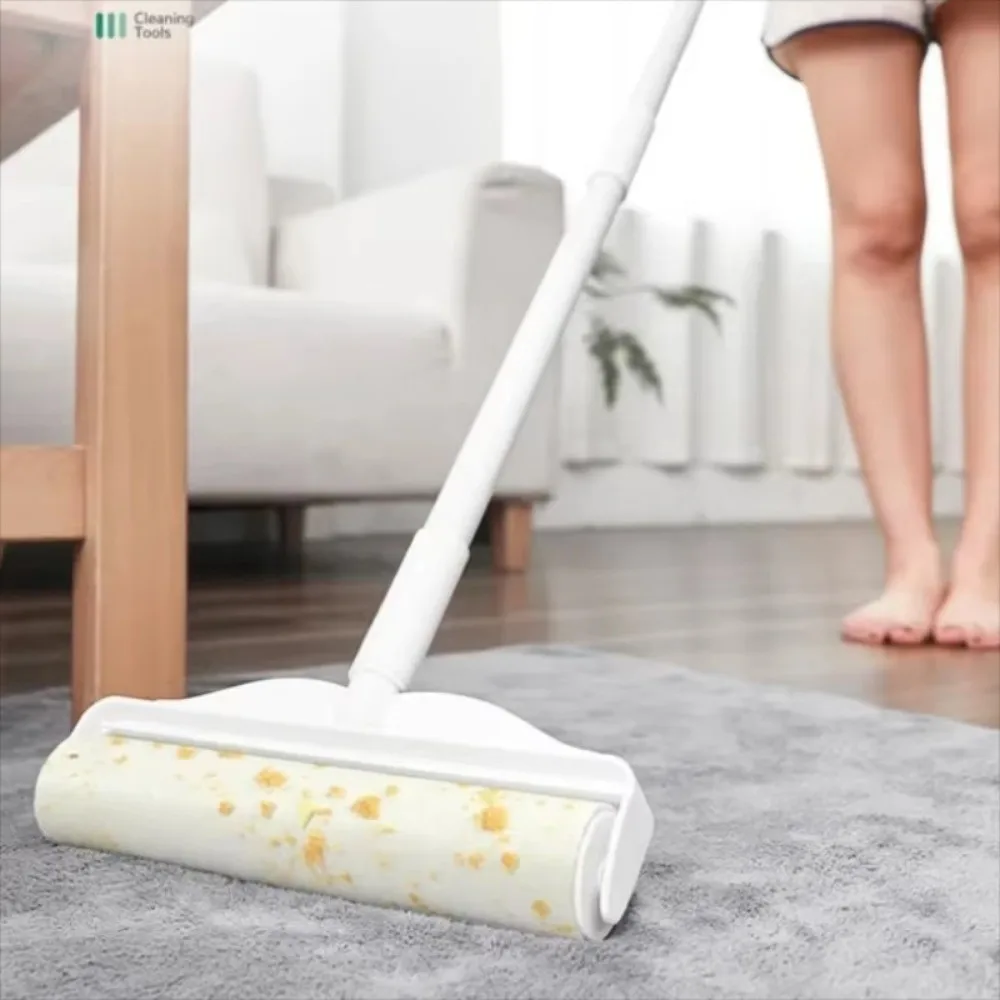 New Long Handled Clothes Hair Sticky Roller Adhesive Tear Off Hair Removal Cotton Roller Pet Hair Remover for Home