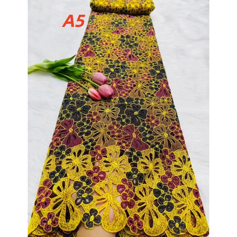 African Two Tone Water Soluble Guipure Lace Fabric Embroidery 2026 High Quality Nigerian Lace For Wedding Party Dress Sewing