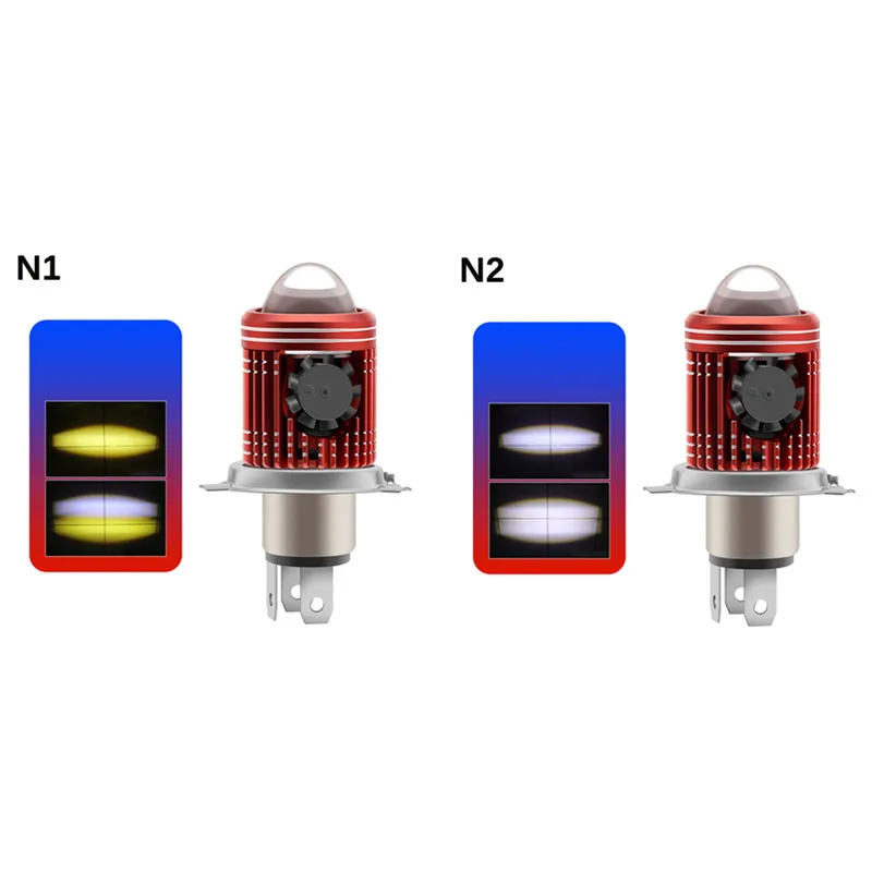 

H4 Dual Claw High Brightness Motorcycle Wide Pressure LED Headlight Fisheye Lens Fan Spotlight Dual Color Motorcycle Electric