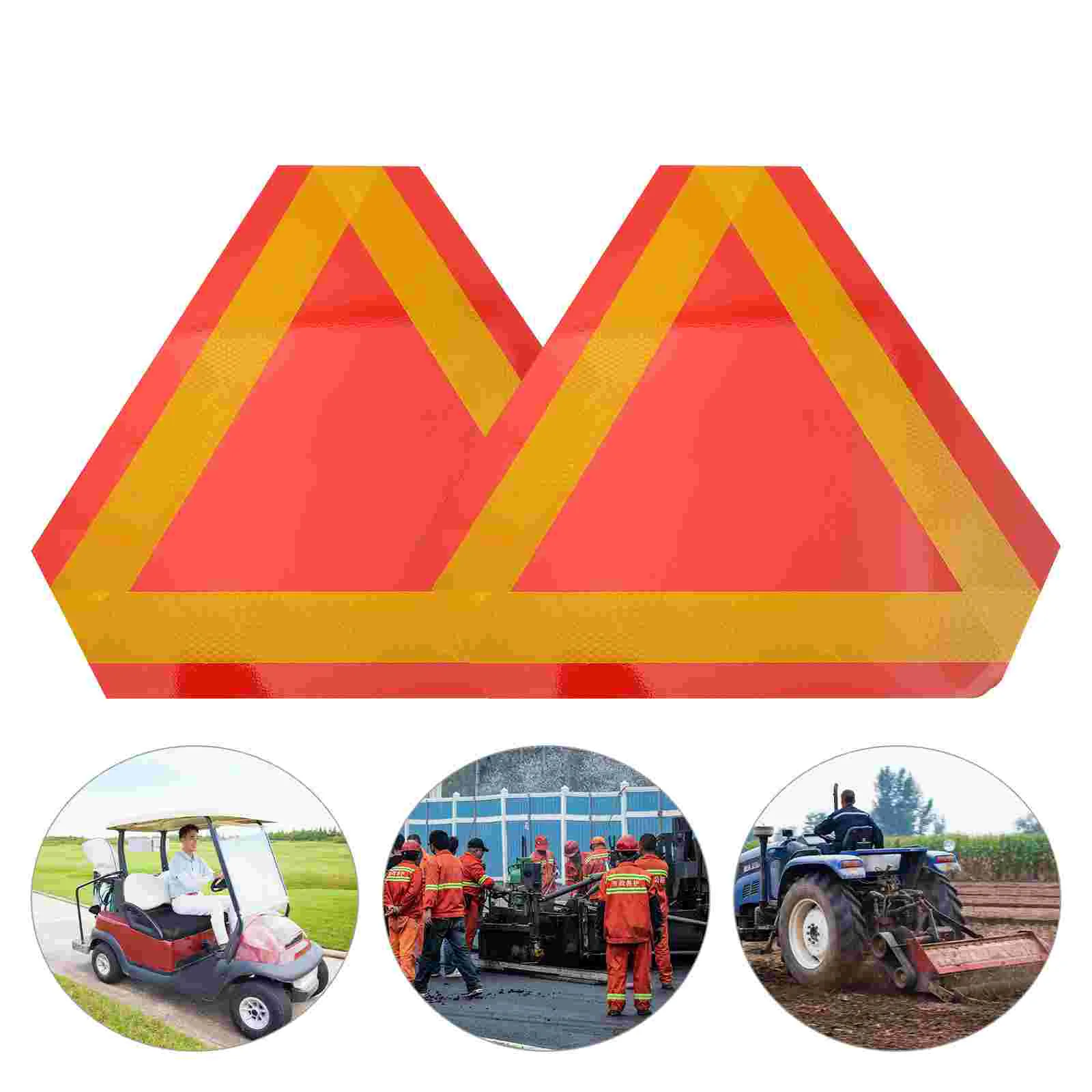 2 Pcs Warning Triangles for Vehicles Triangular Reflector Reflective Sign Slow Moving Red Aluminum