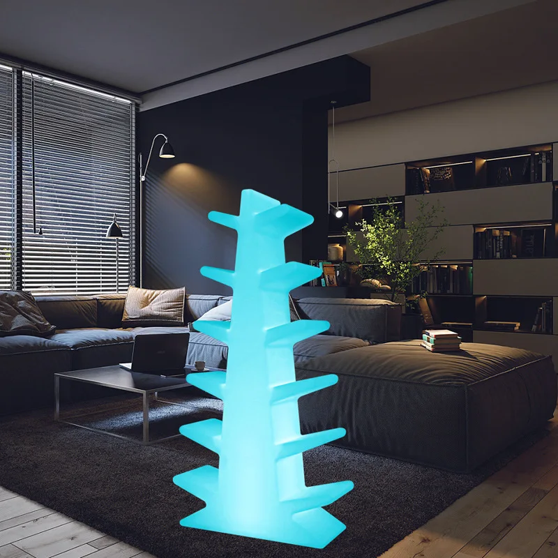 LED luminous floor-to-ceiling bookshelf shelf tree-shaped vertical storage cabinet simple student storage bookshelf