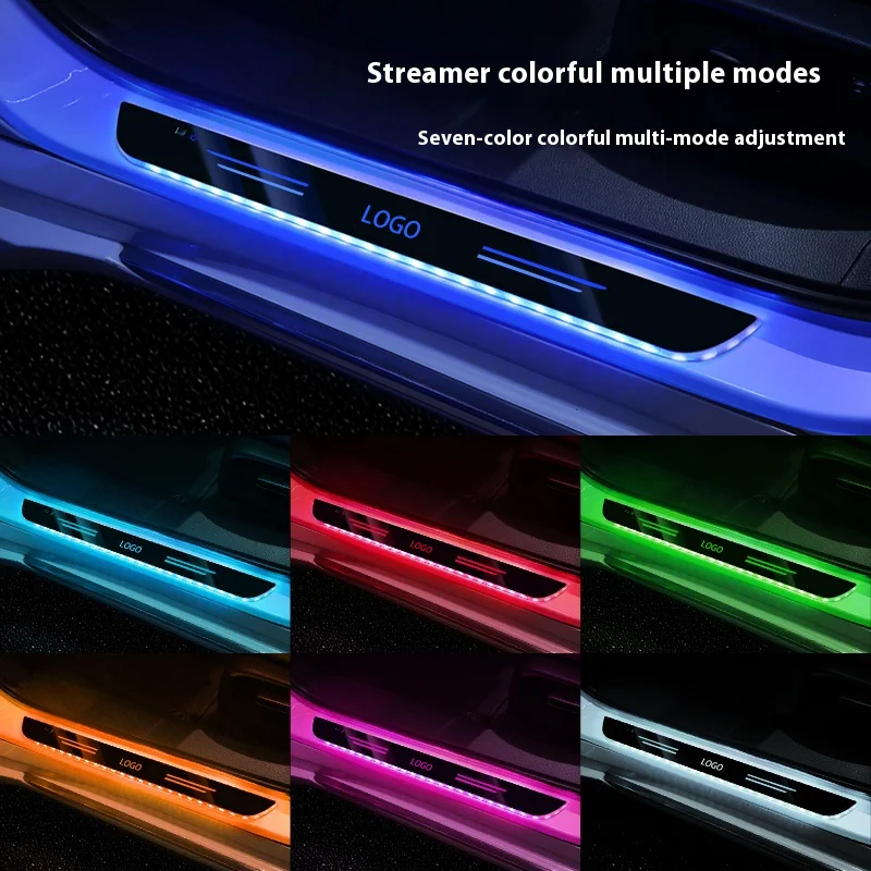 Car Wireless General Customized Logo Door Sill Lights Remote control LED Car Door Threshold Plate Welcome lamp Auto Accessories