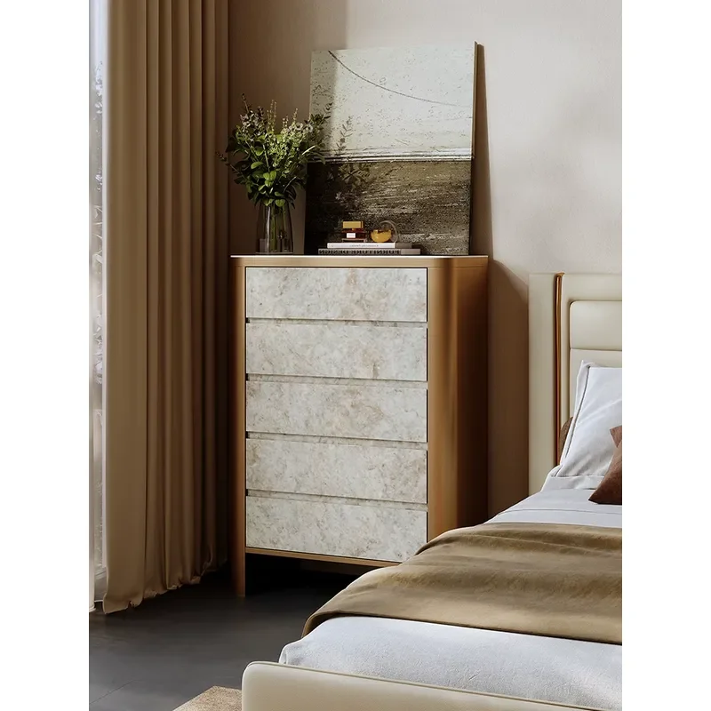 Modern 8 Drawer Storage Cabinet Solid Wood Nightstand Bedroom Bedside Locker Living Room Organizer Furniture Simple Wall Unit