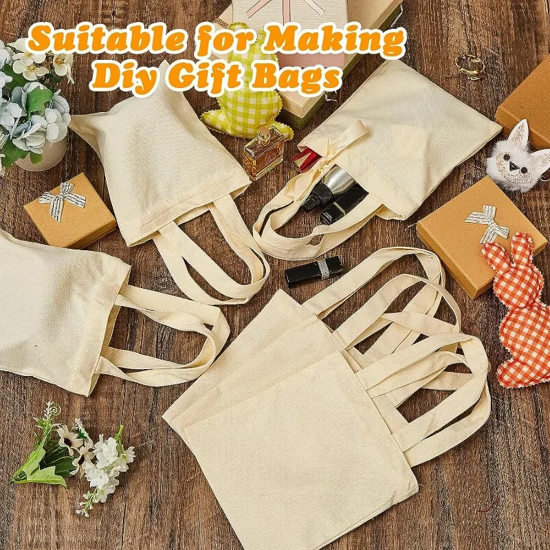 1pc Craft Bags Mini Tote Bag Blank Canvas Tote Bag Small Sacks Bag Reusable Gift Bag Grocery Bags for Kids Party Favor