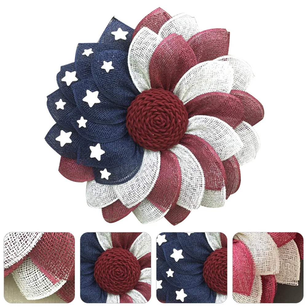 

American Flag Patriotic Wreath Independence Day Quality Fabric Safe Long Life Independence Day Decor Door Wreath