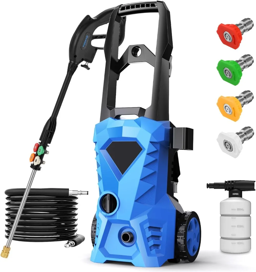 

4200 PSI 2.8 GPM Power Washer with 33FT Extension Wear-Resistant Hose, 4 Nozzles and 500ml Foam Cannon, for Car,Fences