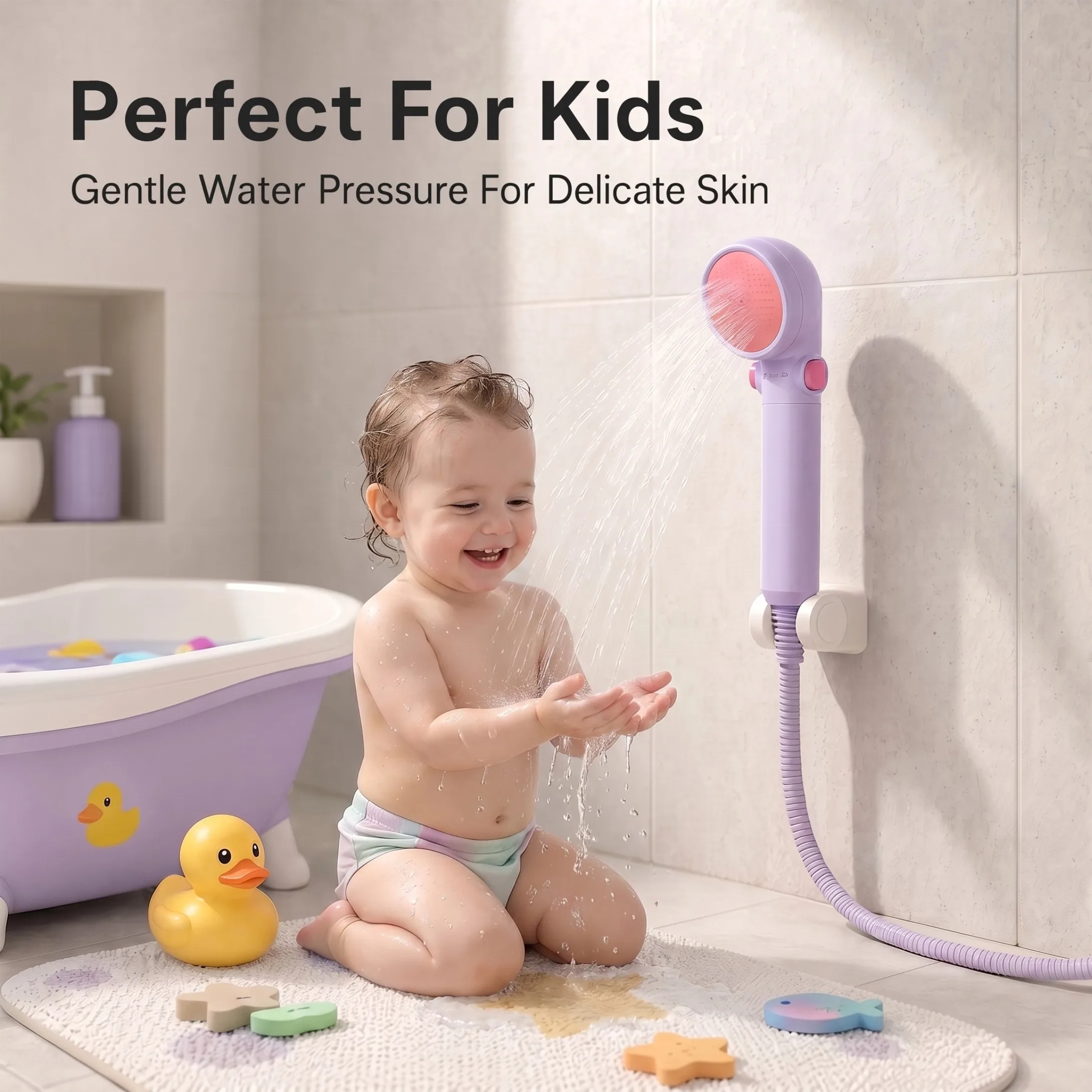 Kids Filter Shower Head Cute Cartoon Soft Mist Filtration Shower Nozzle Anti Chlorine Purify Water Saving Handheld Shower