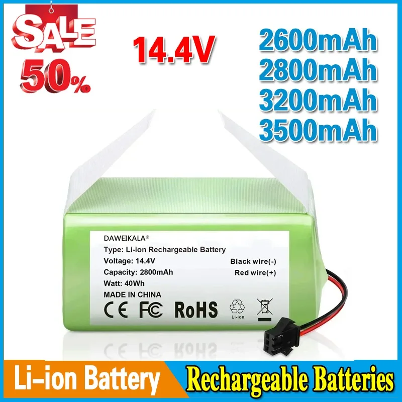 

14.4V 3500mAh Li-ion Battery for Ecovacs Deebot N79 N79S DN622 Eufy RoboVac 11 11S RoboVac 30
