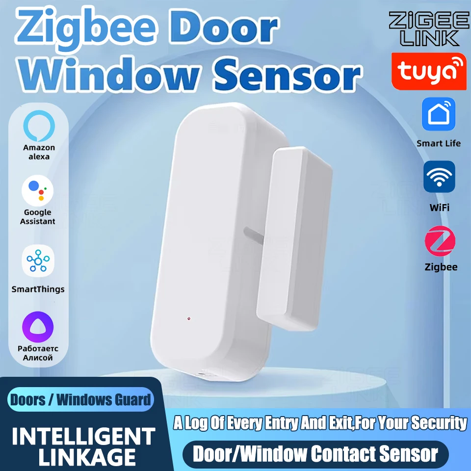

Датчик двери/окна Tuya Zigbee3.0, контактный датчик для умного дома, приложение Smart Life, дистанционное управление, работает с Alexa и Google.
