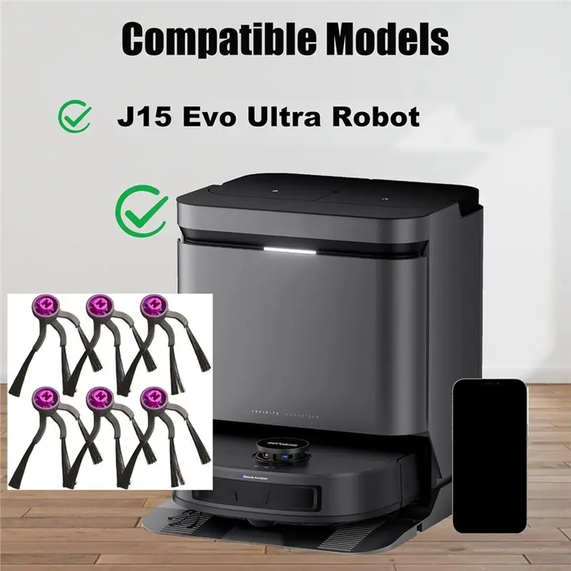 A38T-الفرش الجانبية لـ Midea V16 / Eureka J15 Evo Ultra أجزاء المكنسة الكهربائية الروبوتية ذاتية التفريغ حافة فرش النايلون