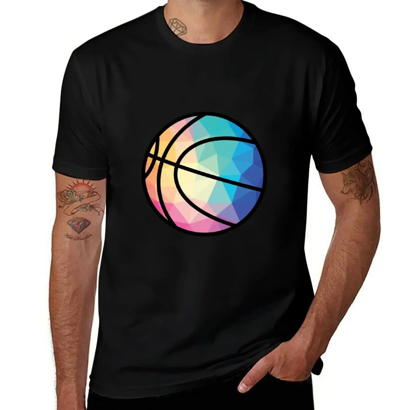 Geometric Basketball Shape Low Poly Basketball Gift T-Shirt graphic shirts croswit shirt man vintage t shirt men