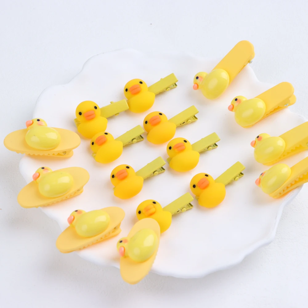 10/20Pcs/Lot Fashion Funny Cute Yellow Duck BB Clips Girl Women Cartoon Lovely Eggs Mixed Style Hairpin Accessories Party Gifts