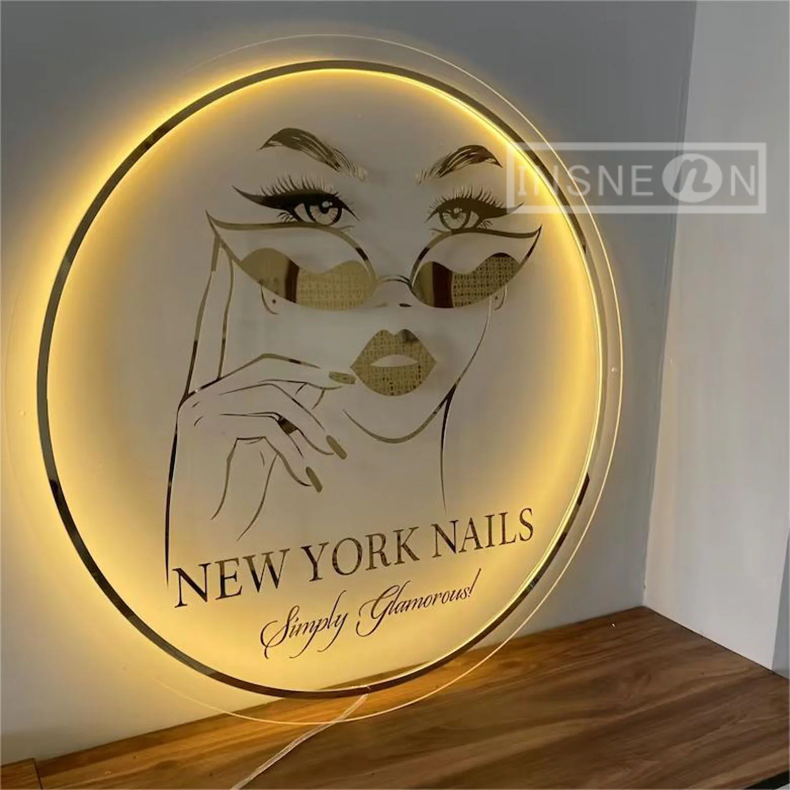 Engraving Custom Circular 3D Metal Pattern Custom Letter Sign Board, LED Glass Digital Gift, Indoor and Outdoor, Lighting Logo