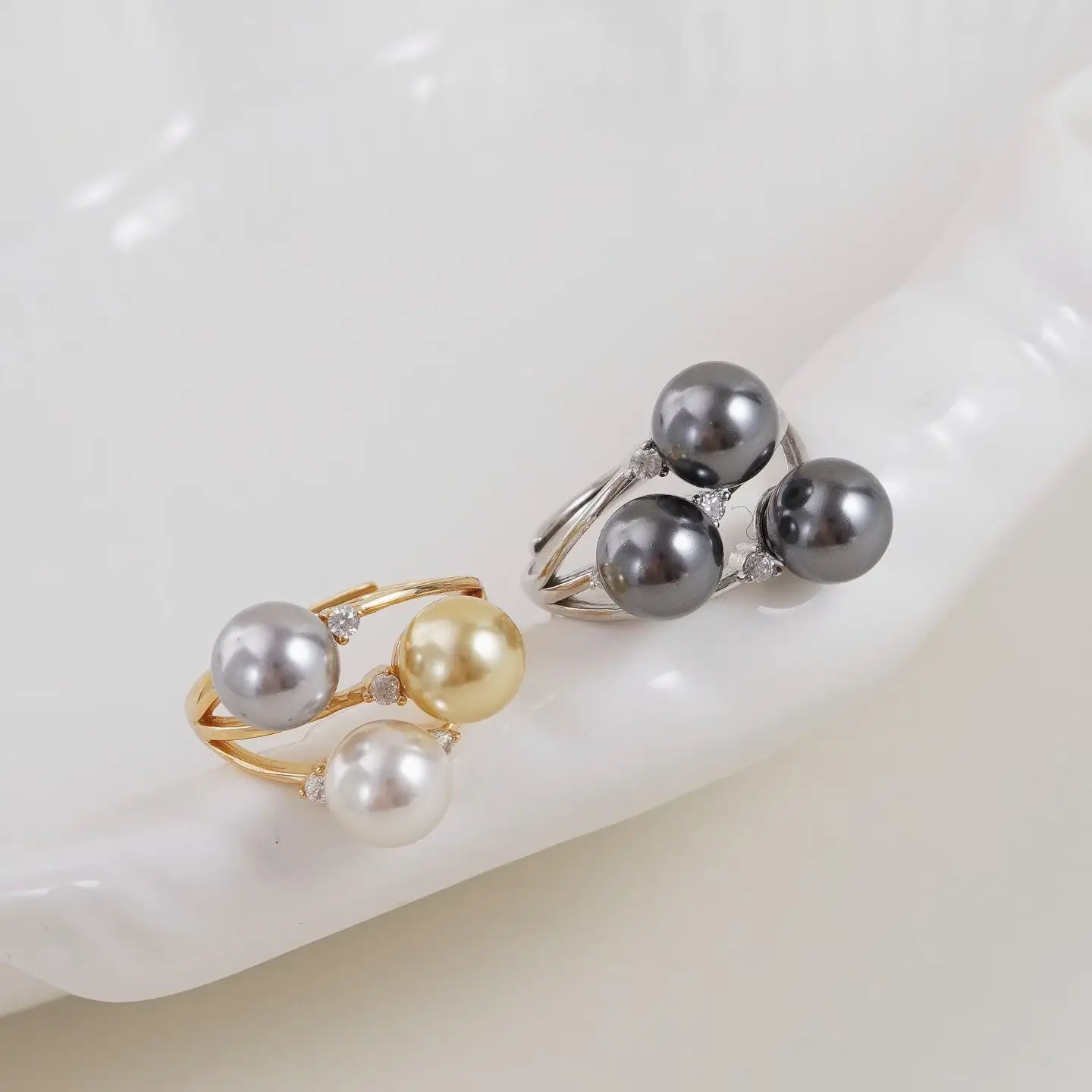 

S925 Sterling Silver Adjustable Finger Ring Mountings Base Setting Findings Jewelry Components for 7-8mm Pearls