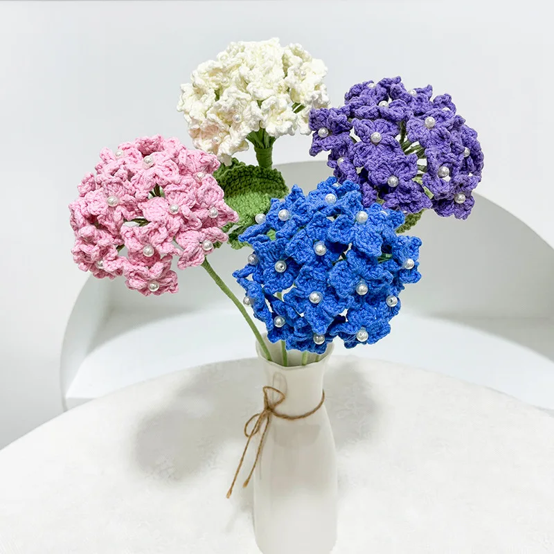 Woolen crochet woven handmade Phalaenopsis forget me not finished flower bouquet creative gift for Mother's Day