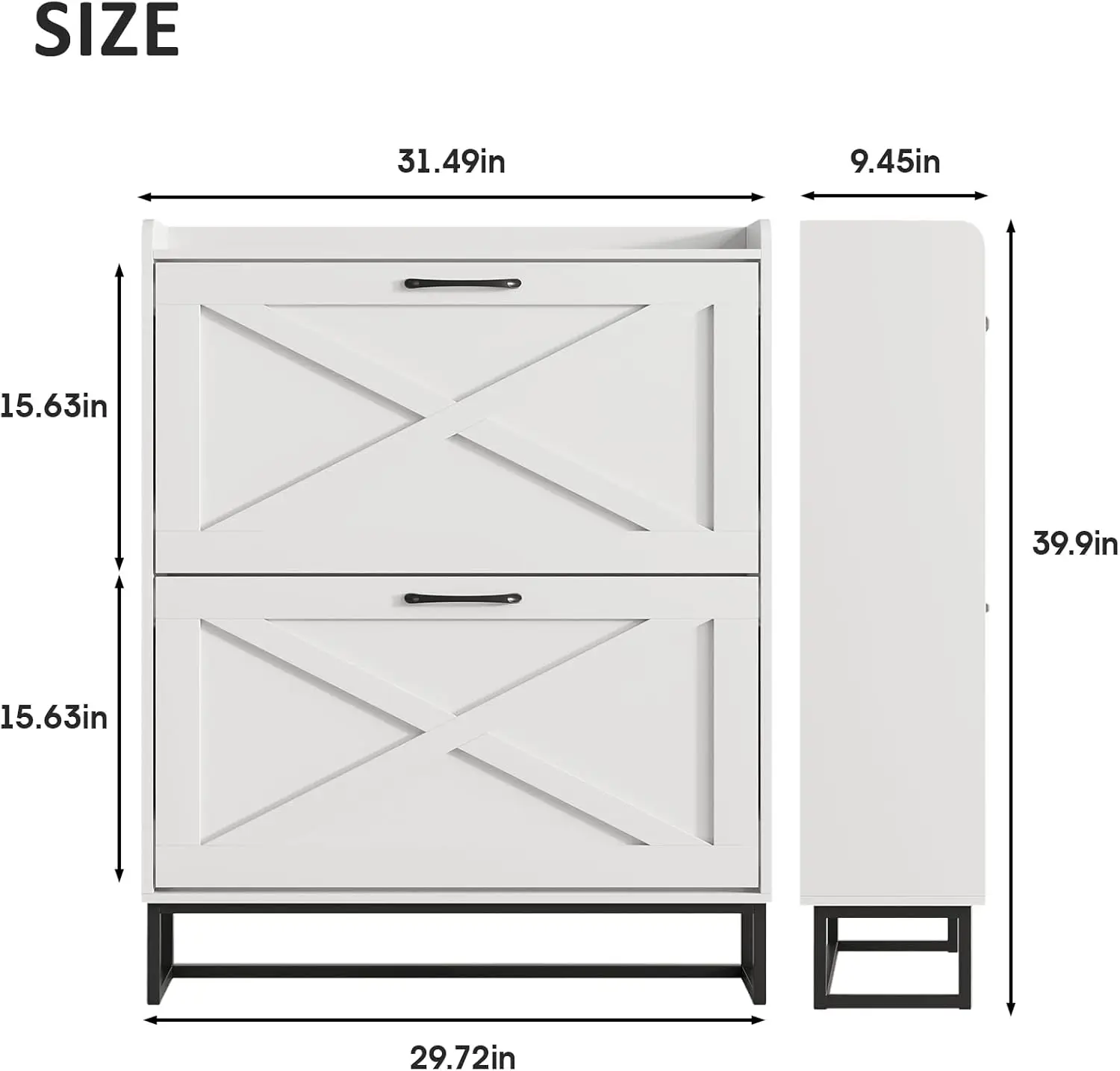 

Shoe Cabinet with 2 Flip Drawers, Freestanding Shoe Cabinet Organizer with Metal Legs, Shoes Storage Cabinet