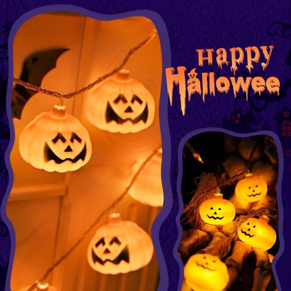 Creative Halloween Pumpkin String Lights Decorative Lamp For Holiday Party Interior Exterior Atmosphere Lighting Decor