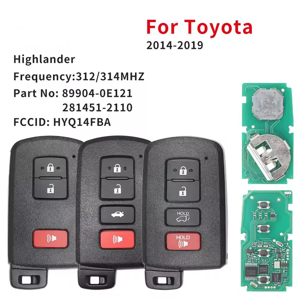 

llave remota inteligente para Toyota Highlander 2014-2019 llave de Control de coche 312/314Mhz 89904-0E121 HYQ14FBA tablero 2110