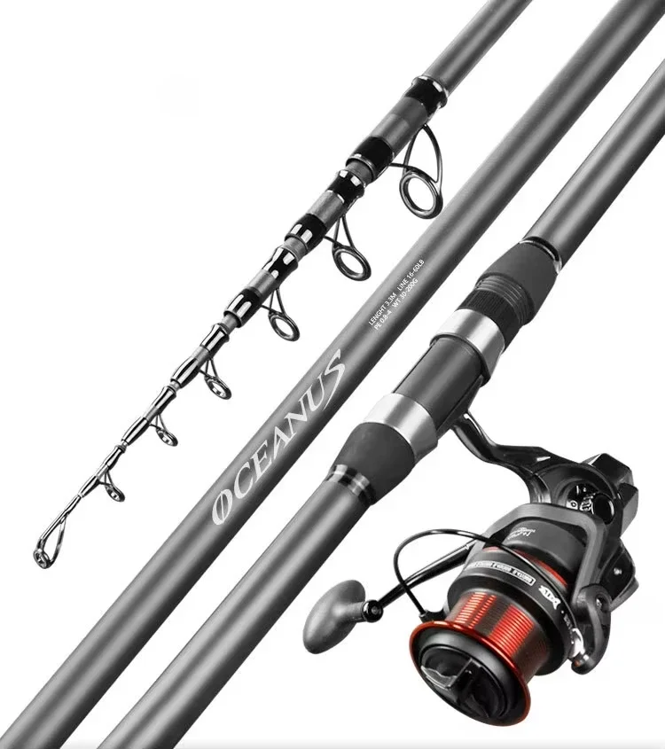 

A1 2.1m-5.4m Surf Casting Rod Pole Carbon Extendable Surfcasting Telescopic Rock Sea Fishing Rods Long Casting Surf Fishing Rod