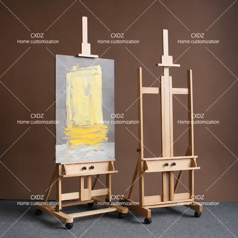 Solid Wood Foldable Adjustable Floor Easel for Oil Painting Sketching Art Students Advertising Display Stand KT Board Rack
