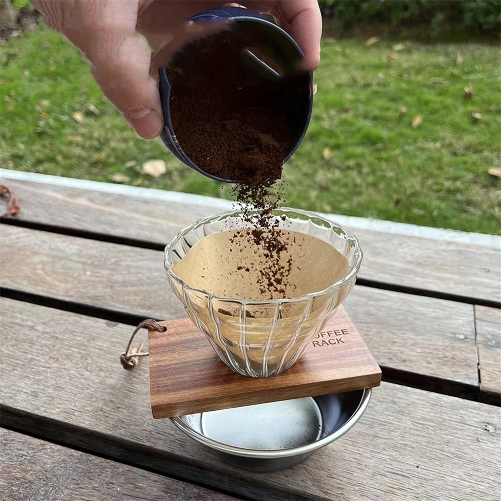 Wooden Outdoor Coffee Drip Rack Cup Holder Drip Filter Portable Pour Over Stand Coffee Station For Home Kitchen Cafe Accessory