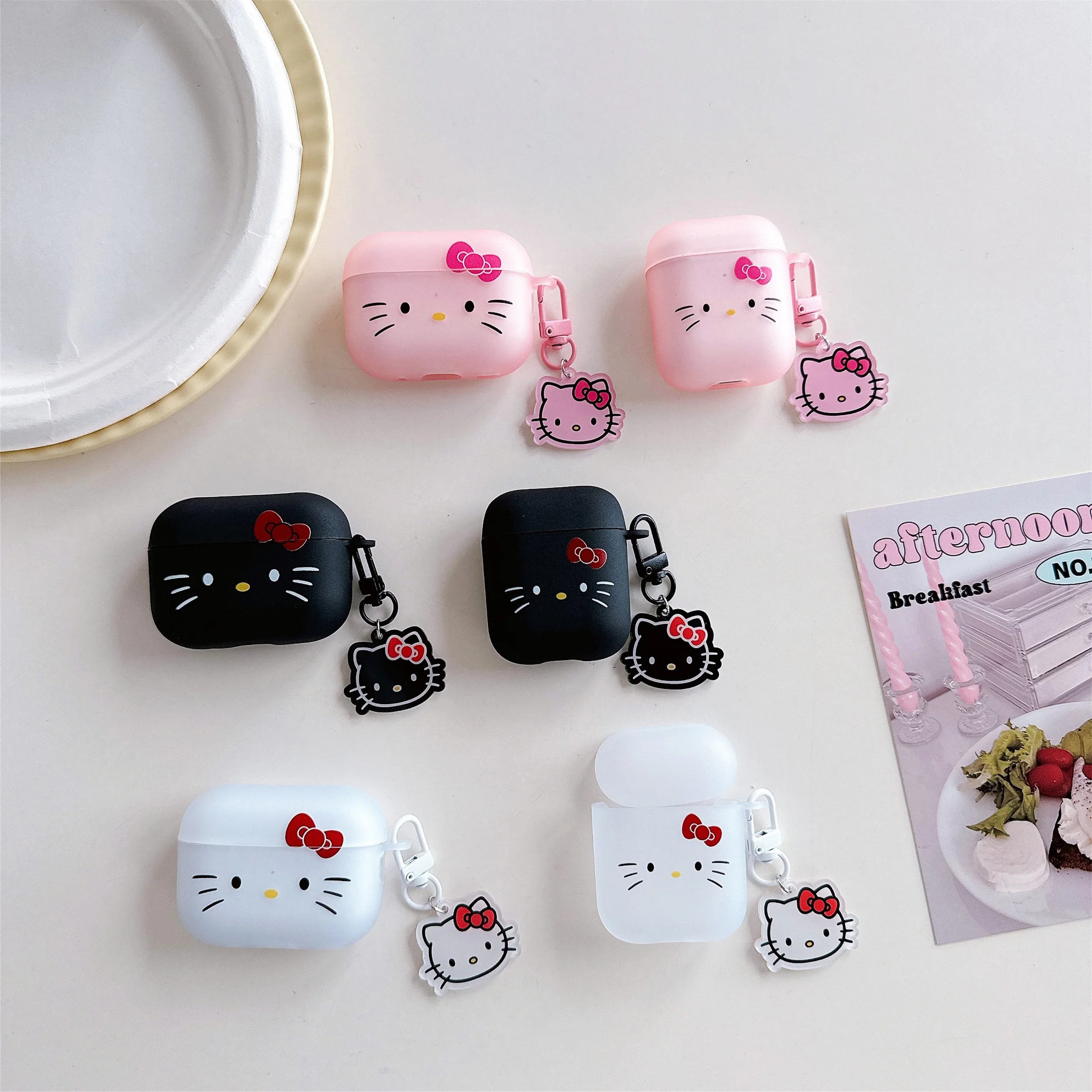 For Airpods 1 2 3 4 Pro Pro 2 Hello Kitty Matte TPU Earphone Case Accessories Cover