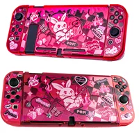 Funda transparente Ruby Red para Nintendo Switch / OLED / Switch 2 - Carcasa protectora antipresión portátil con efecto iridiscente