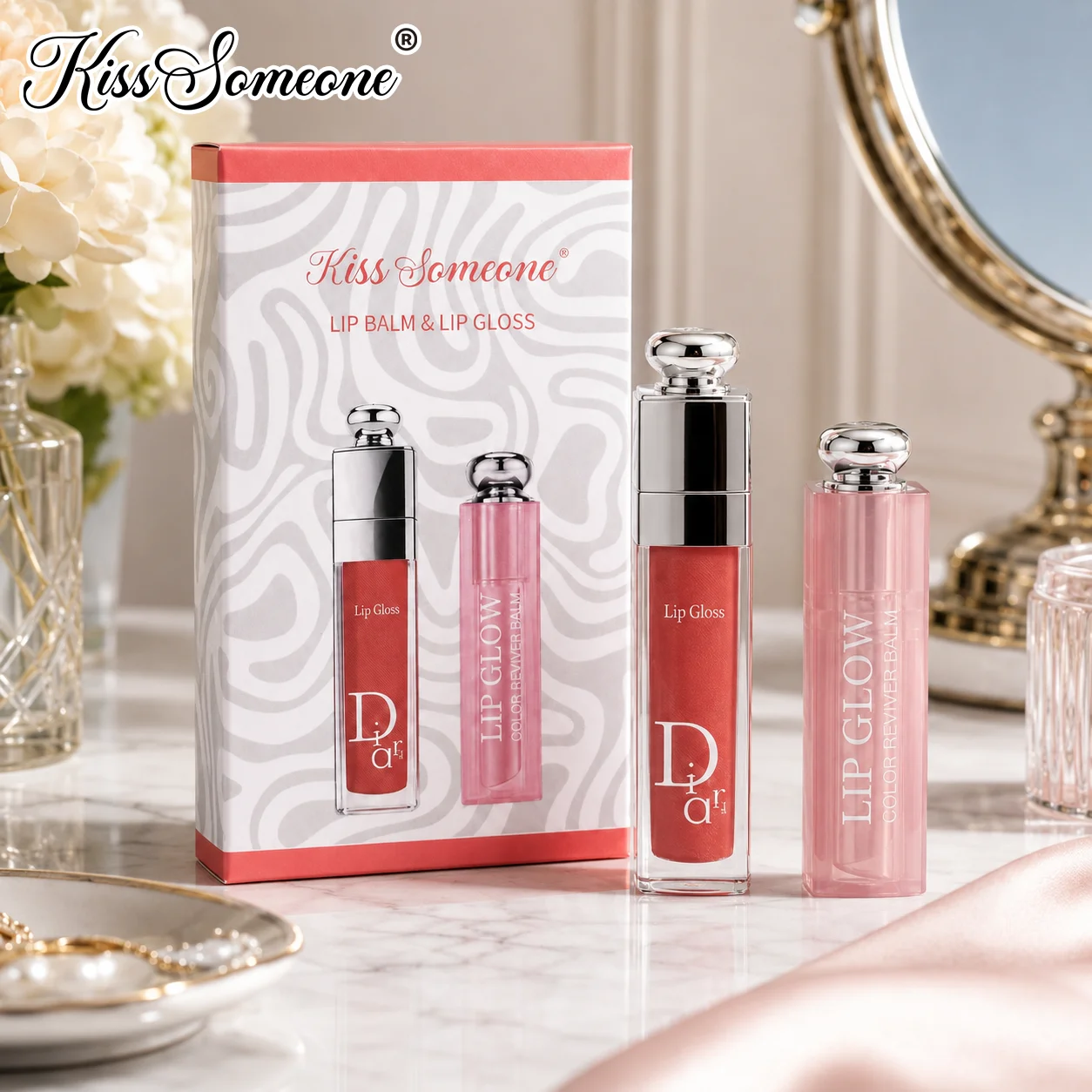 Conjunto de Óleo Labial Colorido, Batom Matte, Batom que Muda de Cor, Batom Hidratante, Longa Duração e Não Oleoso, Embalagem Fashion