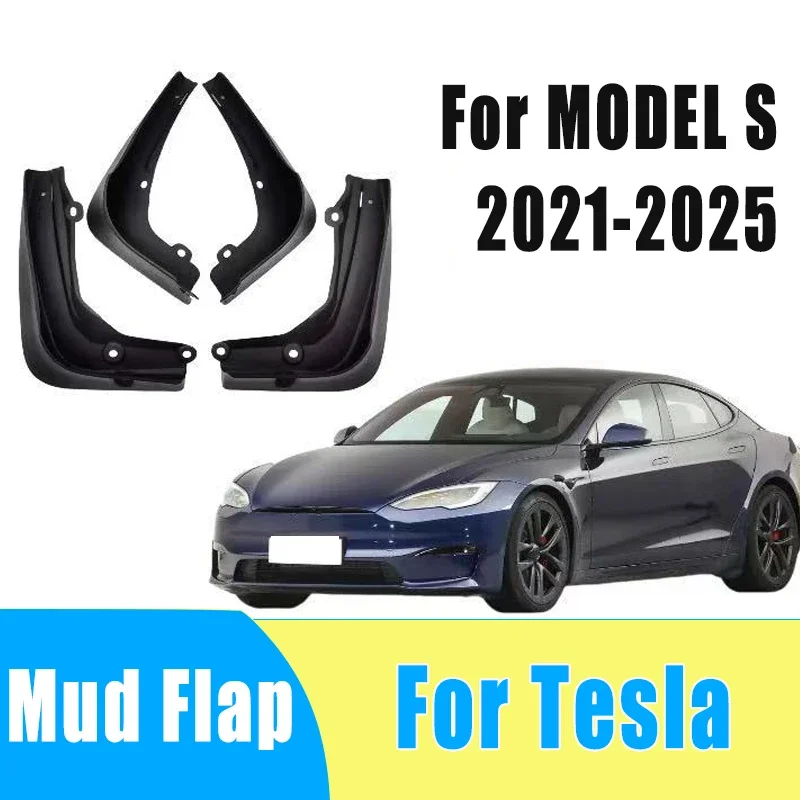 

4pcs Automobiles Tire Mudguard Waterproof Prevent Mud Splashing Car Mud Flap Fender Trim Accessories For Tesla MODEL S 2021-2025