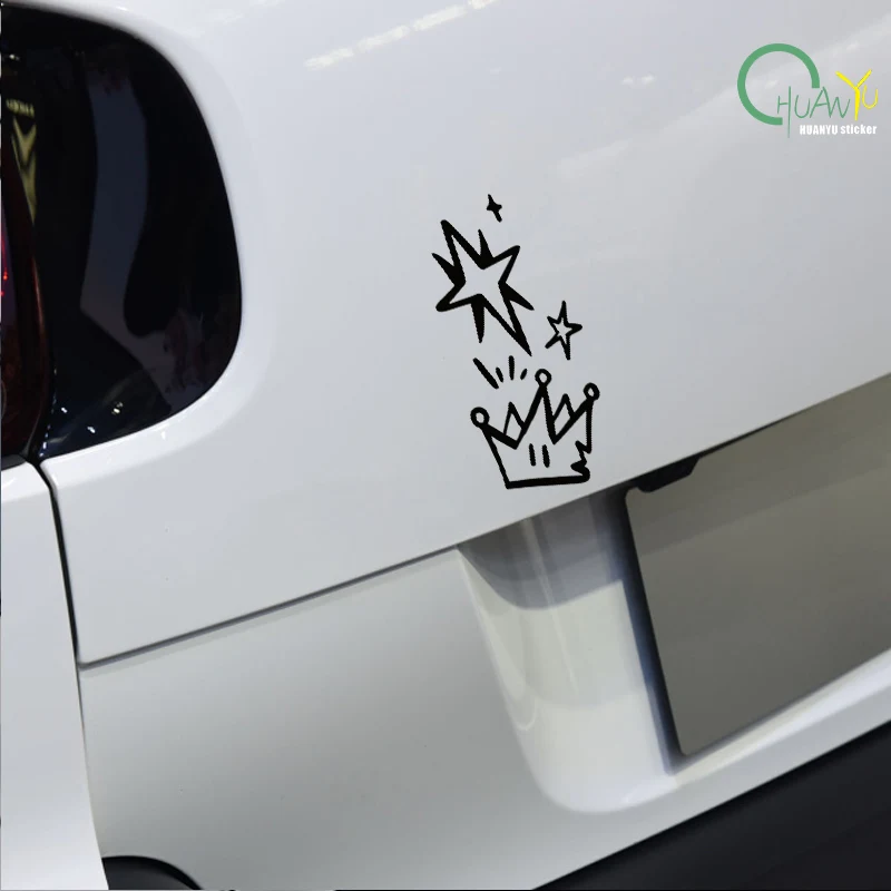 Crown Meteor hand-drawn style car sticker; minimalist style car tail scratch cover waterproof decorative car sticker