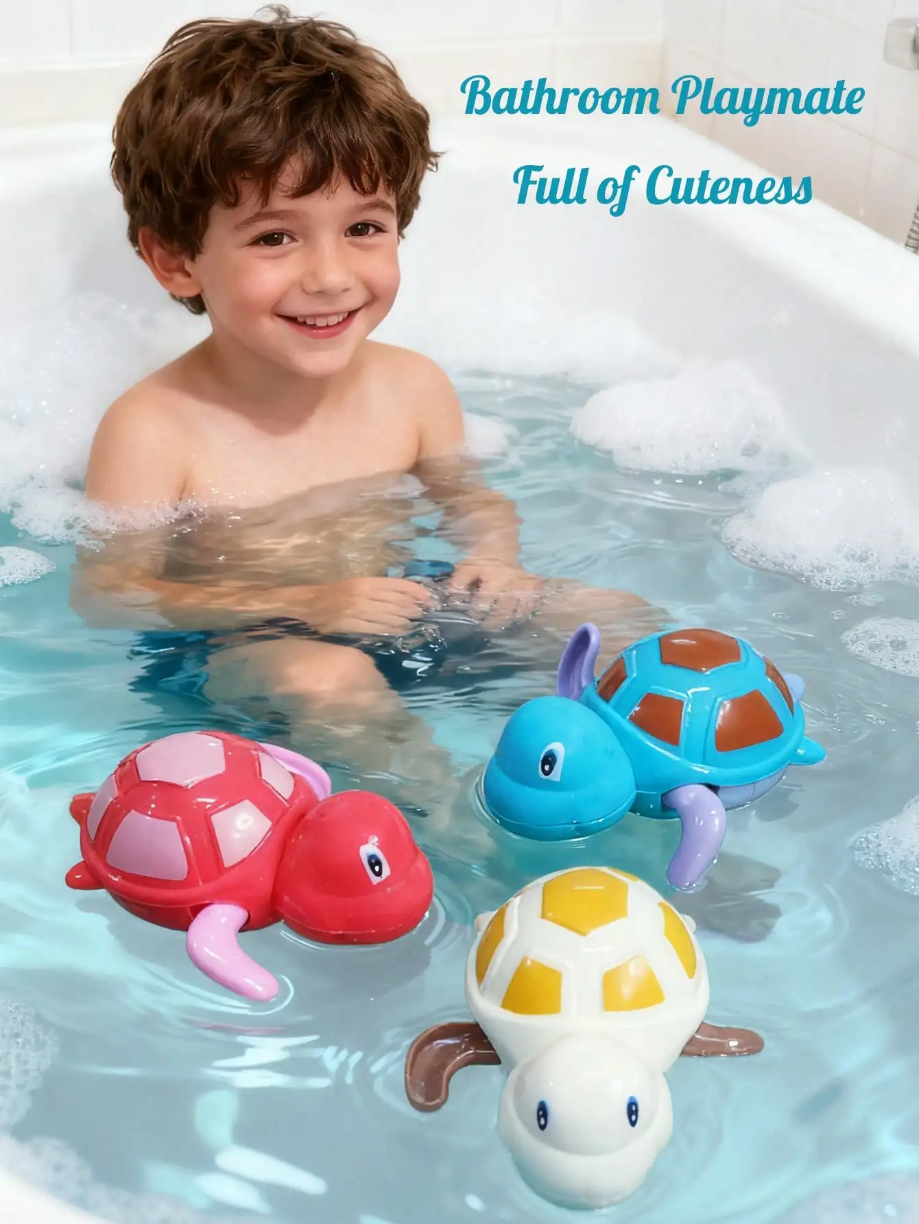 Fun Wind-up Swimming Turtle Bath Toy, Water Play Toy for Boys and Girls for Bathtubs and Pools, Sensory Toy, Bathtub Toy
