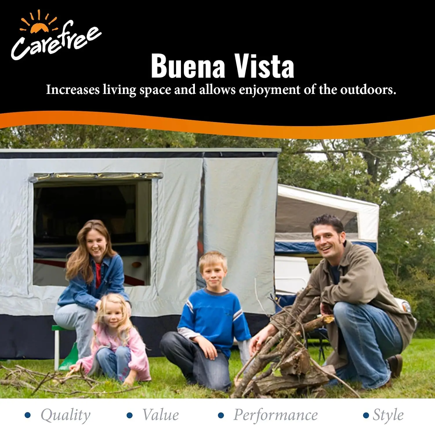 -211800A Buena Vista+ RV Awning Room Fits 18'-19' RV Awnings, Gray with Dark Gray Trim