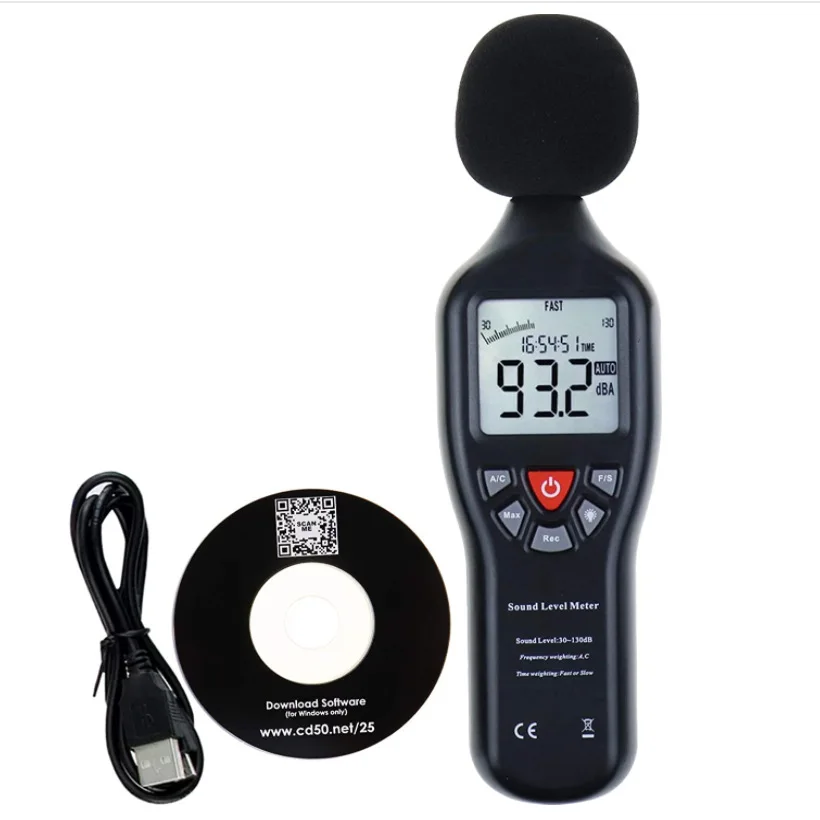 Digital Sound Level Meter Decibel 30dB - 130dB W/ Data Logging Function CD Software Noise Tester Recorder