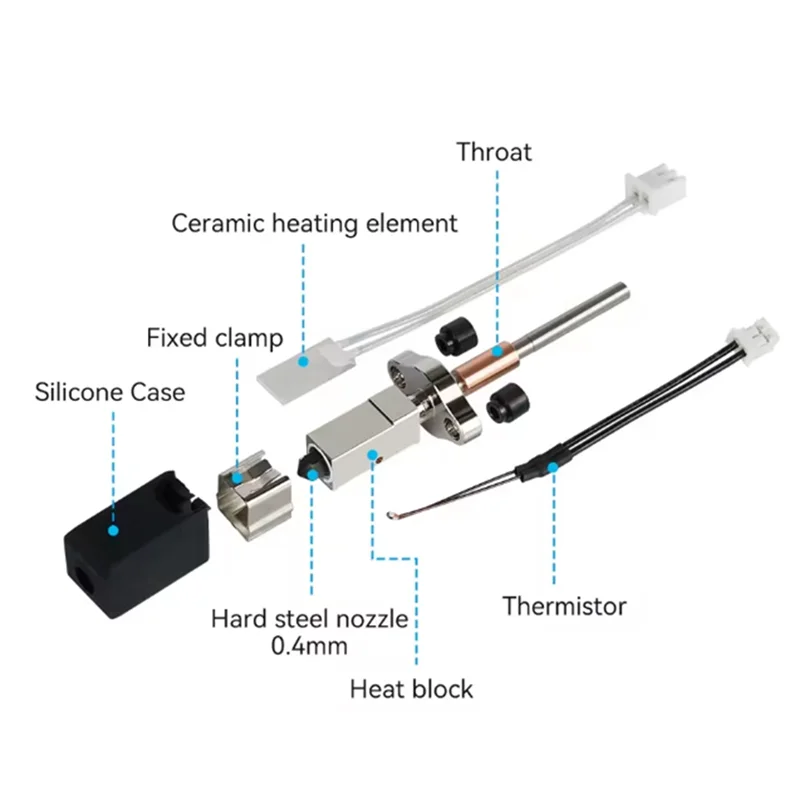 

Для Creality K1 K1C K1 Max Hot End Модернизированное V3.0 Высокая скорость потока Высокая твердость Сменное сопло Горло