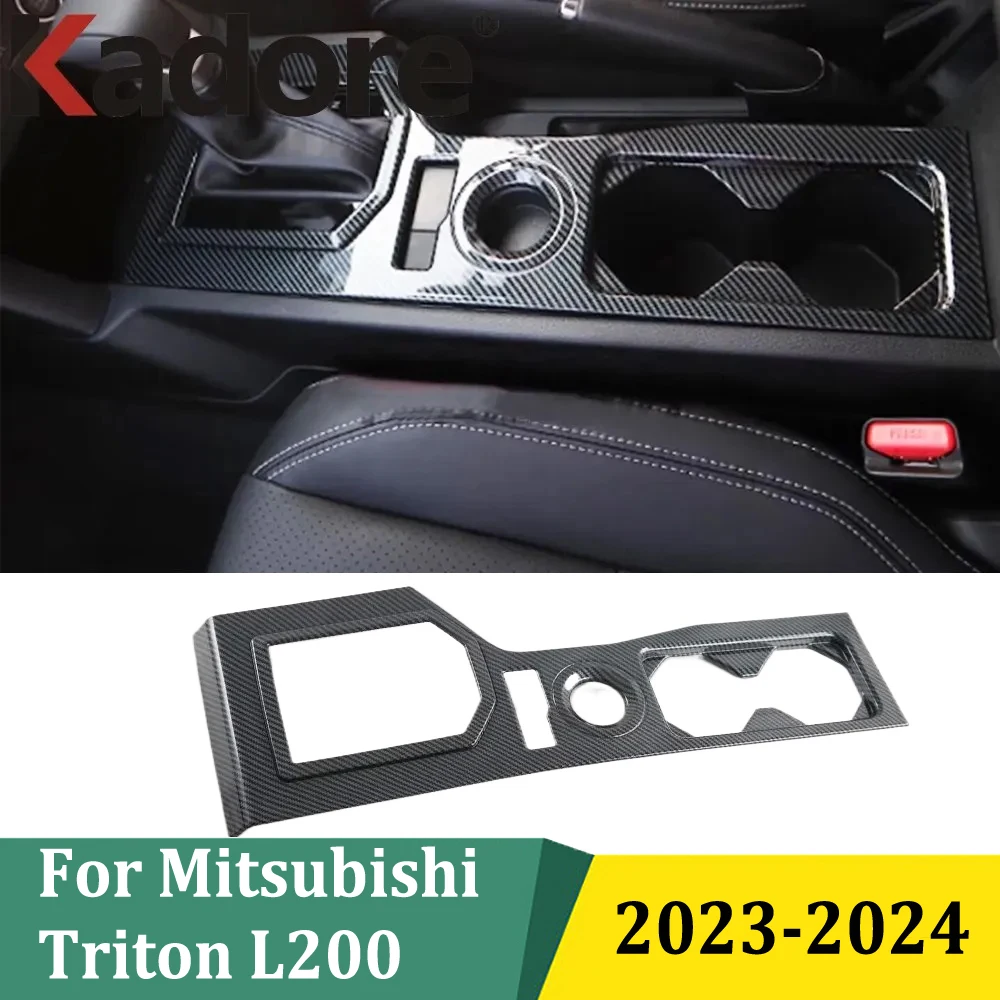 

For Mitsubishi Triton L200 2023 2024 Console Gear Shift Panel Cover Water Cup Trim Frame Car Interior Styling Accessories (RHD)