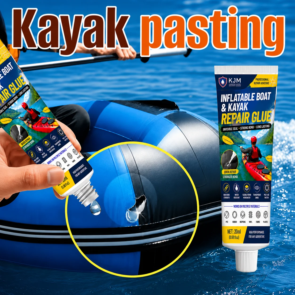 Inflatable Repair Adhesive Waterproof Seal Glue 20ml for Kayak Rubber Dinghy Air Mattress PVC Pool Toy Auto Trim Mending