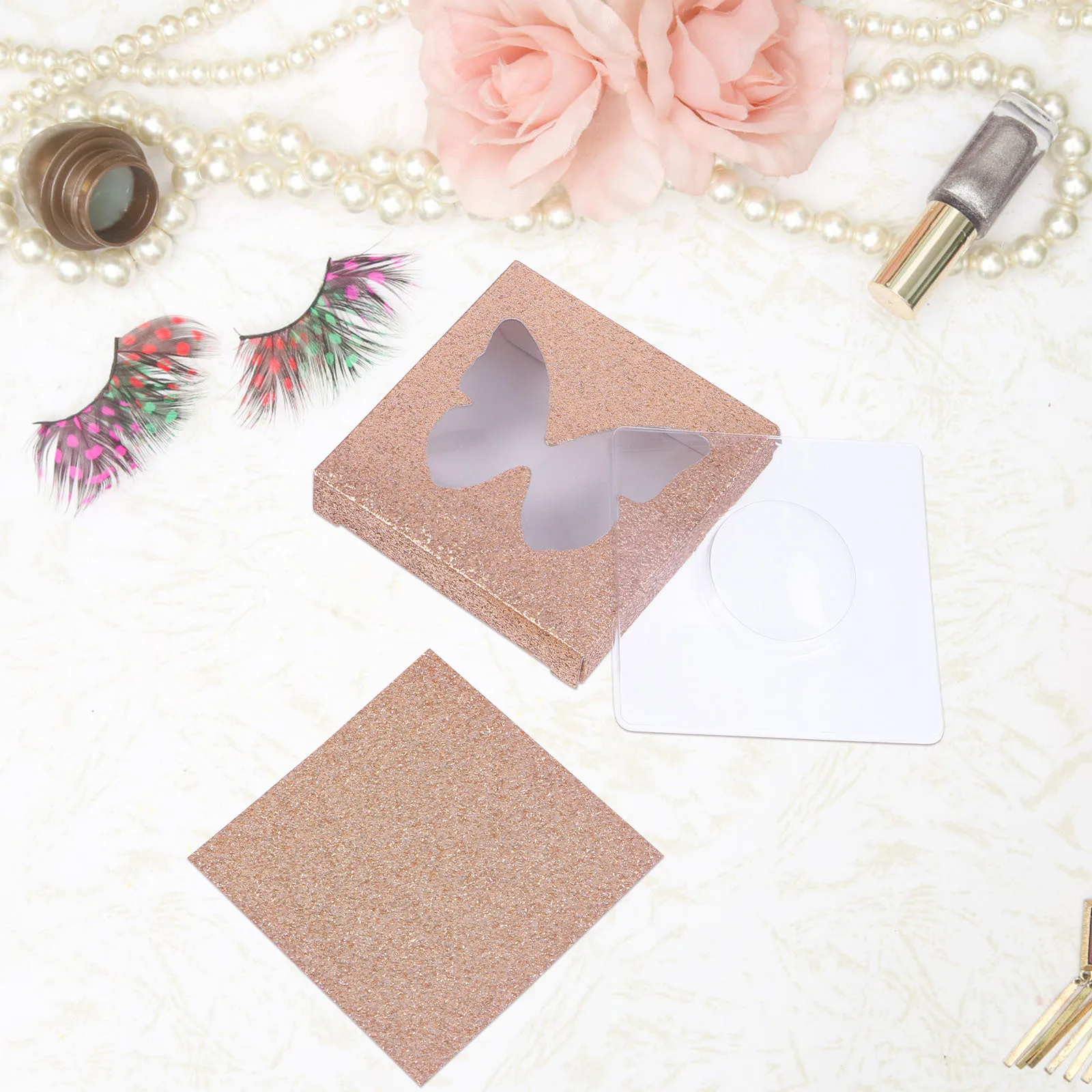 30Pcs Falsche Wimpern Lagerung Boxen Kunststoff Lash Fall Wimpern Organizer Tragbare Platz Leere Lash Halter Tablett Lagerung Box