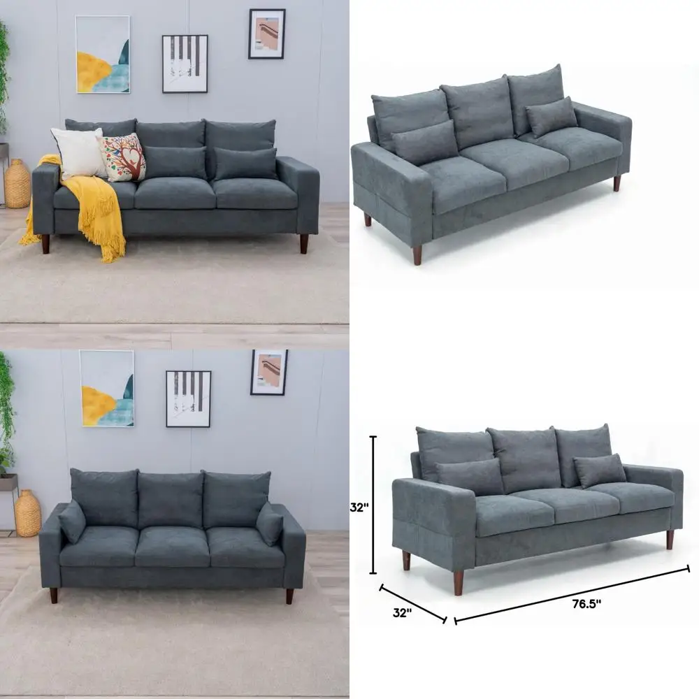 

"3-seat sectional sofa with modern design and solid wood legs for comfortable living and bedroom spaces"