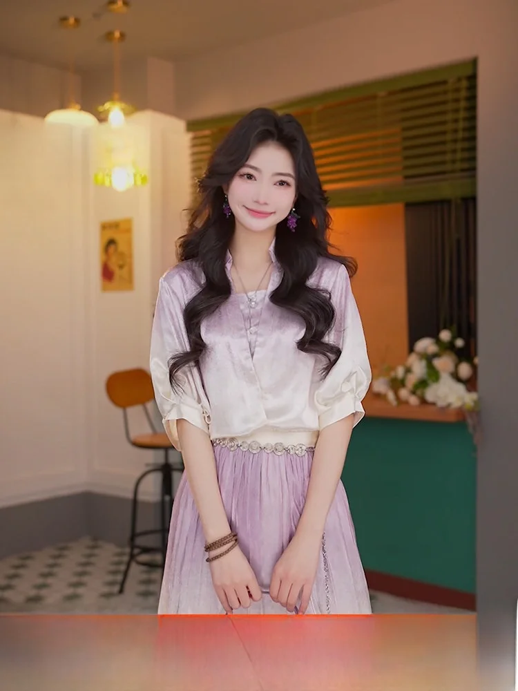 

Женский свободный повседневный топ Chen Jiajie из смесового полиэстера, новинка лета, модный