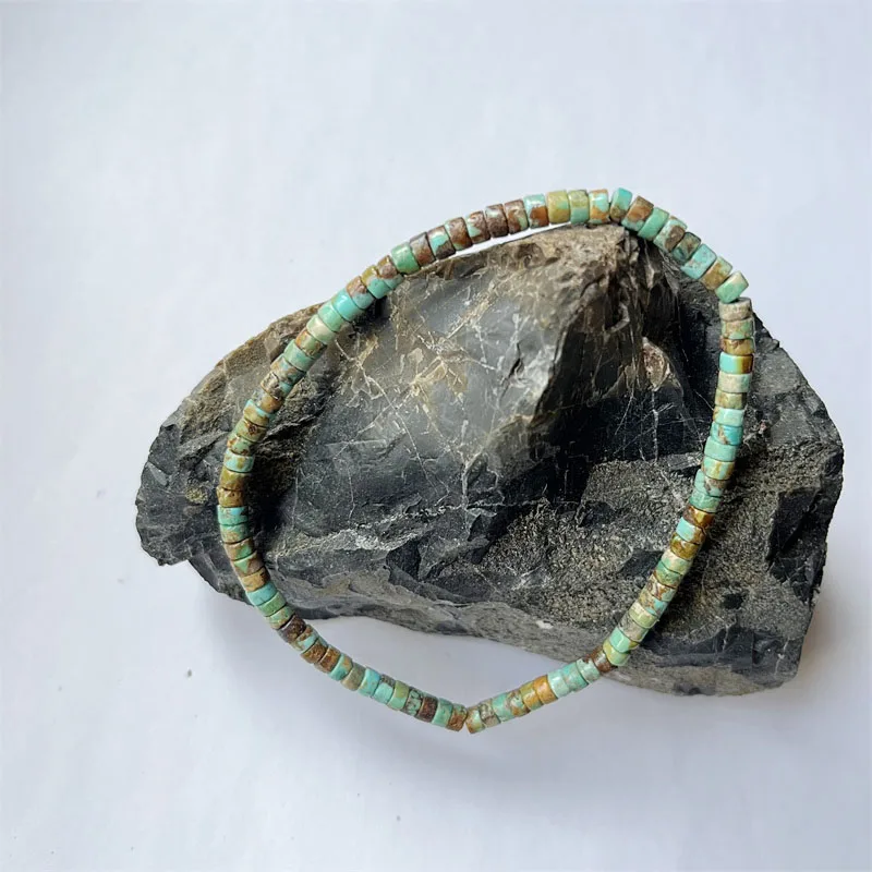

2*4MM Natural Hubei Turquoise Heishi Bracelet Perfect Healing Jewelry Beads Lovers Woman Vintage Gift Gem Everyday Power